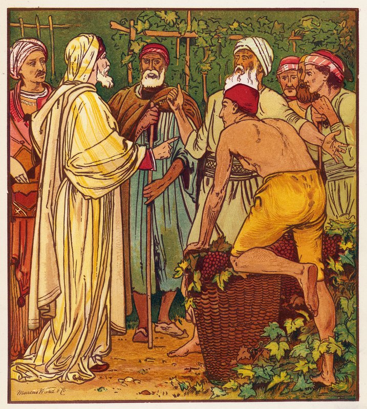 Jesu liknelser: Vingården (färg litho) av English School