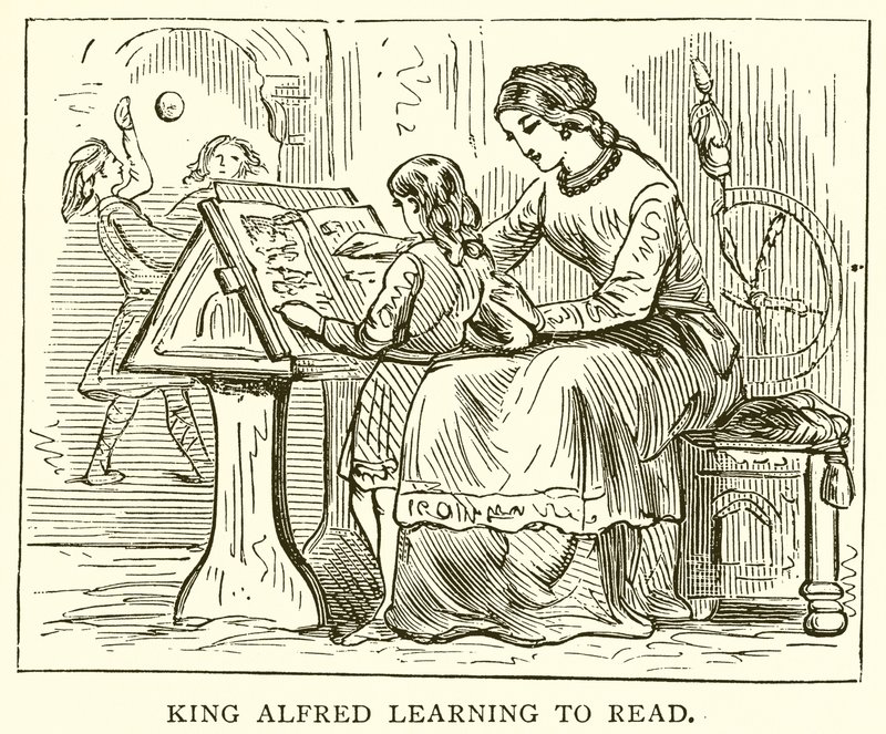 Kung Alfred lär sig läsa av English School