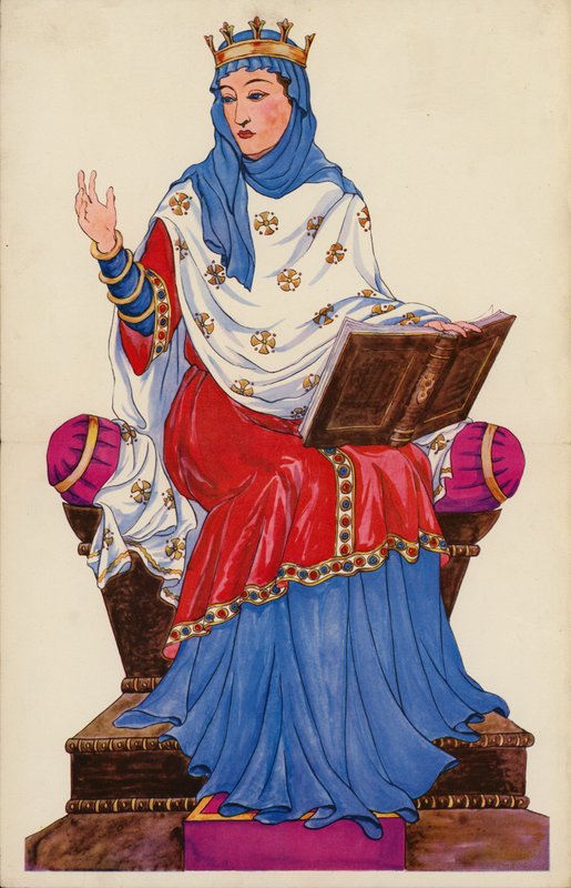 Kung Alfreds mor (färg litho) av English School