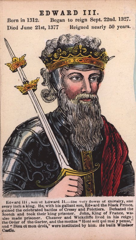 King Edward III (färgad gravyr) av English School