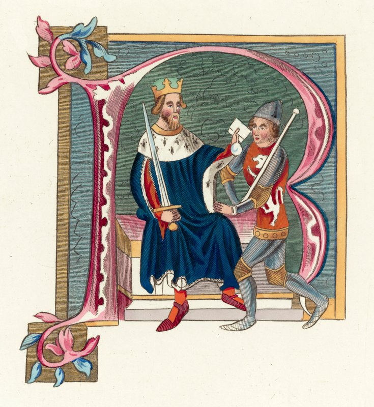 King Edward II (färgad gravyr) av English School