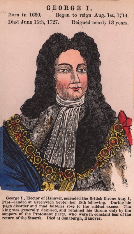 King George I (färgad gravyr) av English School