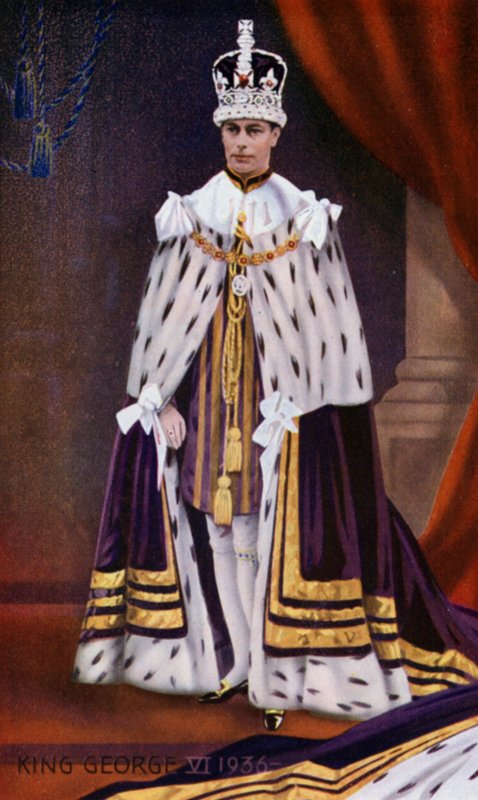 Kung George VI (färglitografi) av English School