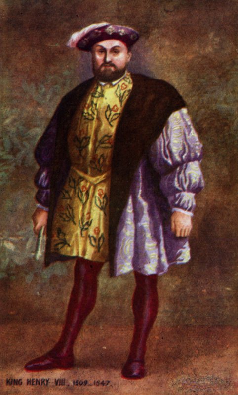 Kung Henrik VIII (färglitografi) av English School