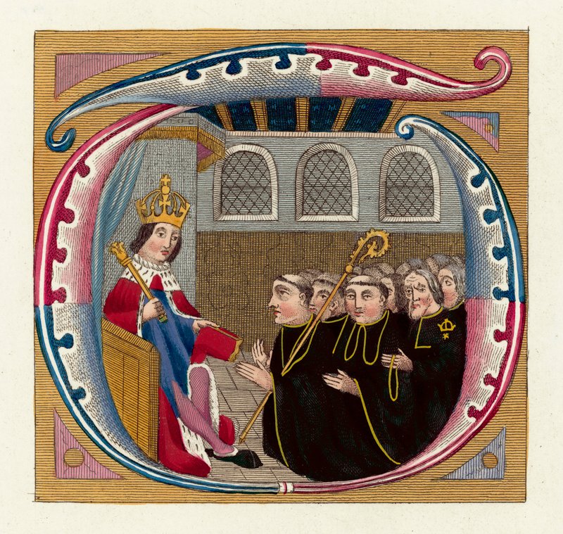 Kung Henrik VII (färgad gravyr) av English School