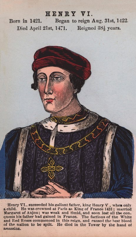 Kung Henrik VI (färgad gravyr) av English School