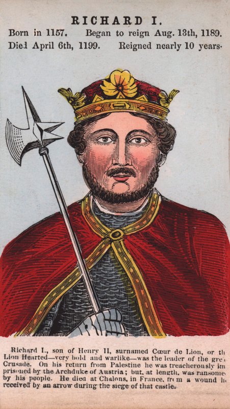 Kung Richard I (färgad gravyr) av English School