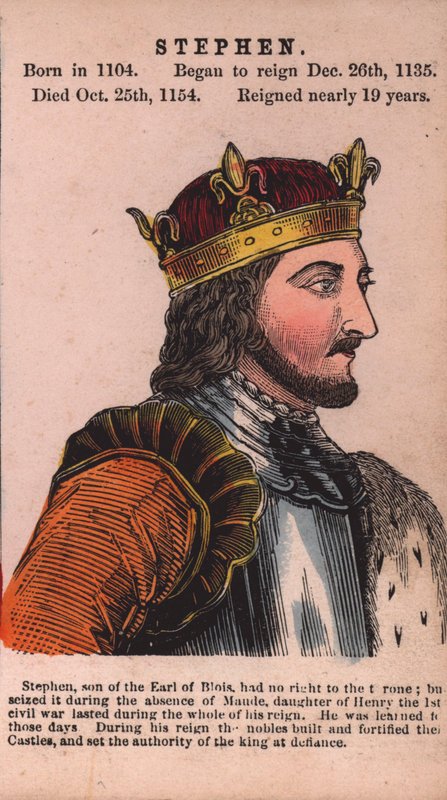 King Stephen (färgad gravyr) av English School