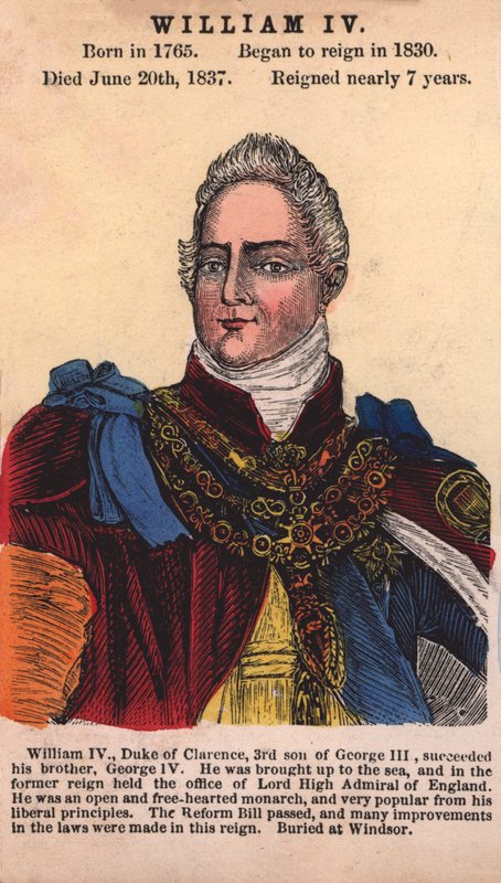 Kung William IV (färgad gravyr) av English School