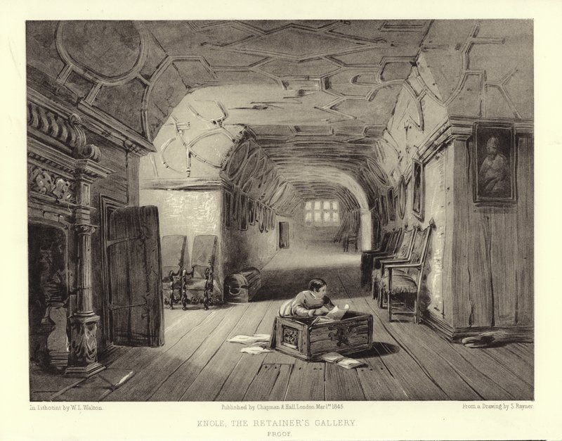 Knole, The Retainers Gallery (lithotint) av English School
