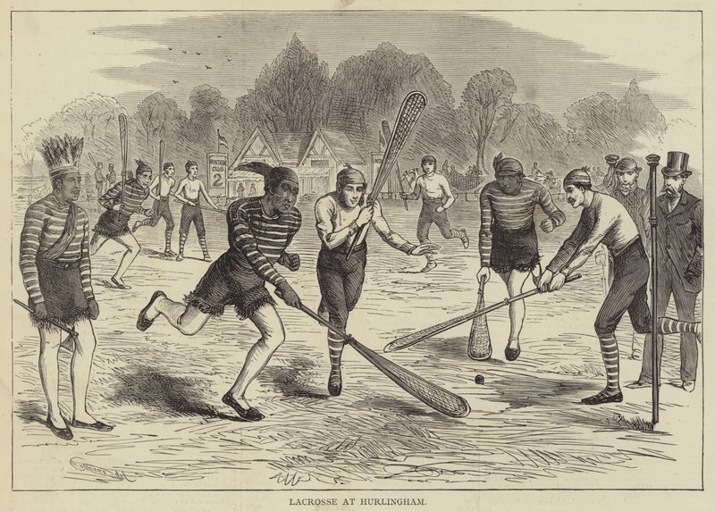 Lacrosse i Hurlingham (gravyr) av English School