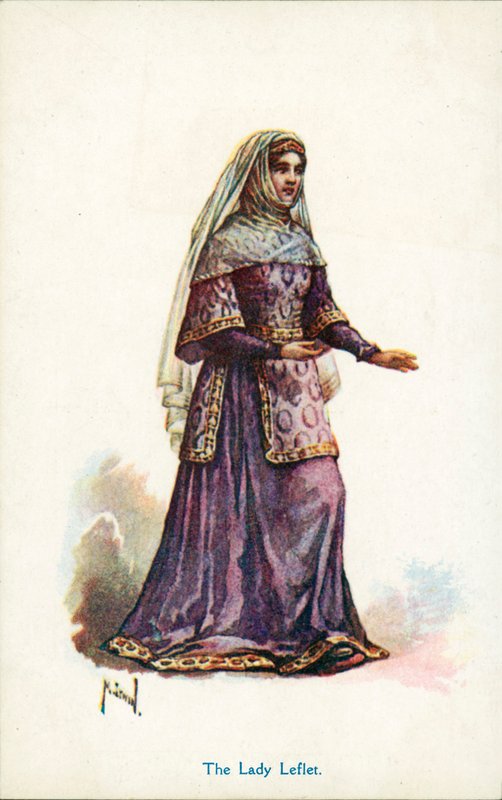 Lady Leflet (färglitografi) av English School