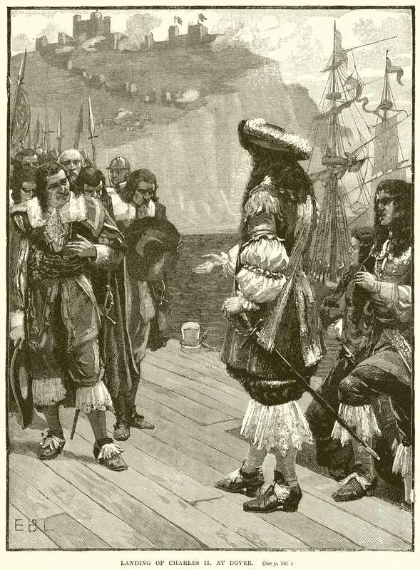 Landstigning av Charles II vid Dover av English School