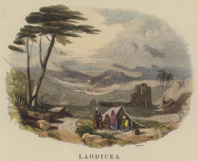 Laodicea (färgad gravyr) av English School
