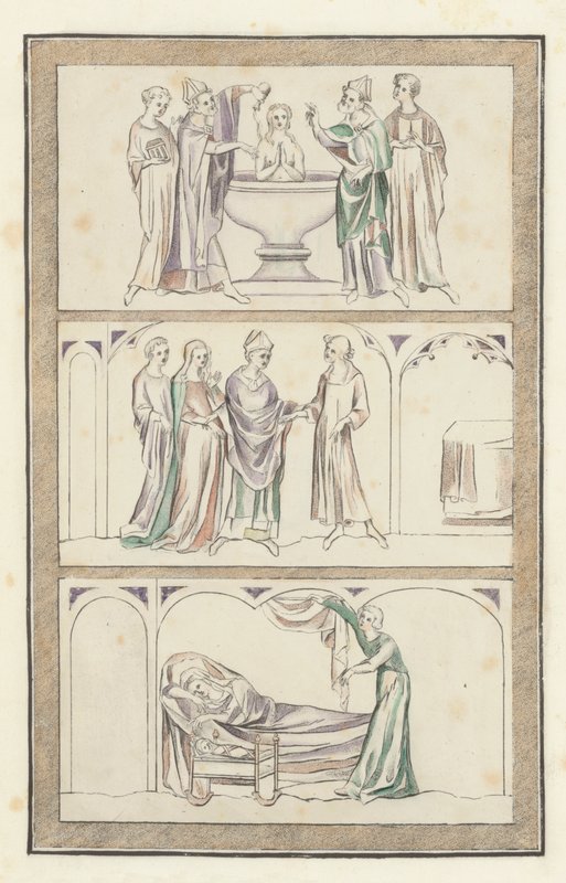 Life of Thomas Becket (färgad gravyr) av English School