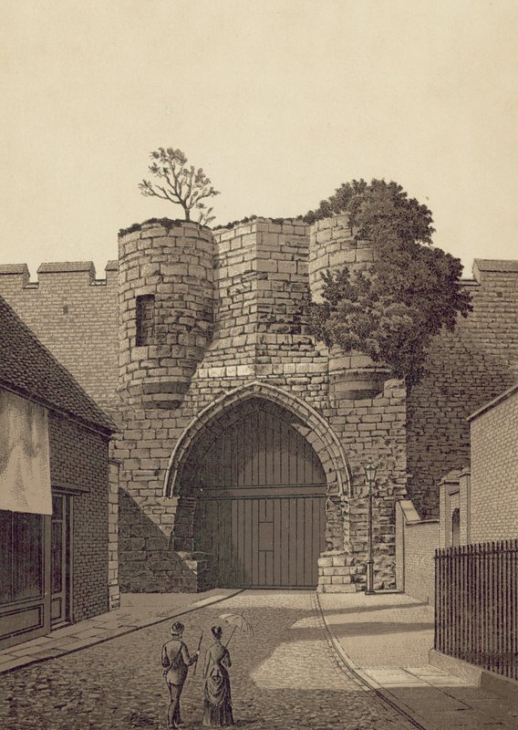 Lincoln, Castle Gateway (litografi) av English School