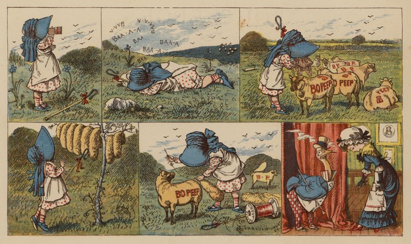 Little Bo-Peep (färg litho) av English School