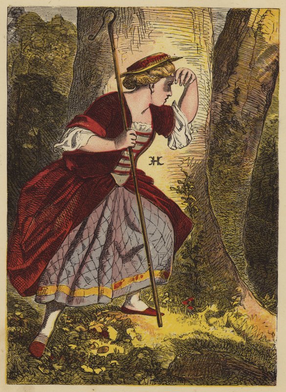 Little Bo-Peep (färgad gravyr) av English School
