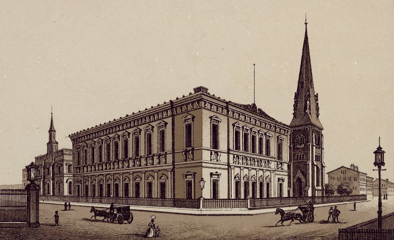 Liverpool: Philharmonic Hall (litografi) av English School