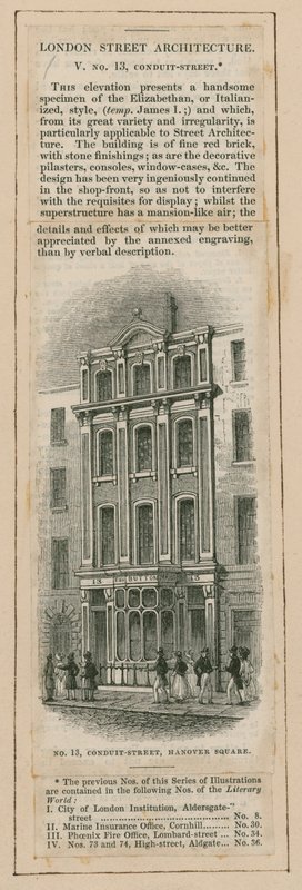 London Street Architecture: 13 Conduit Street, London av English School