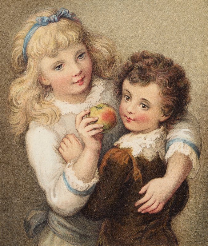 Lucys äpple (färglitografi) av English School
