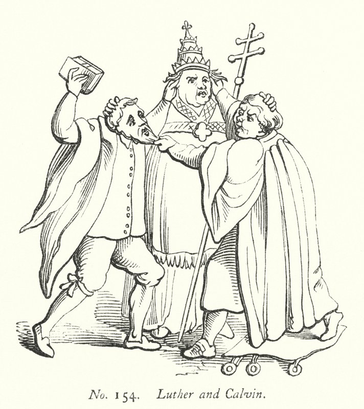 Luther och Calvin (gravyr) av English School