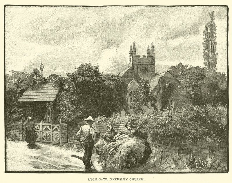 Lych Gate, Eversley Church (gravyr) av English School