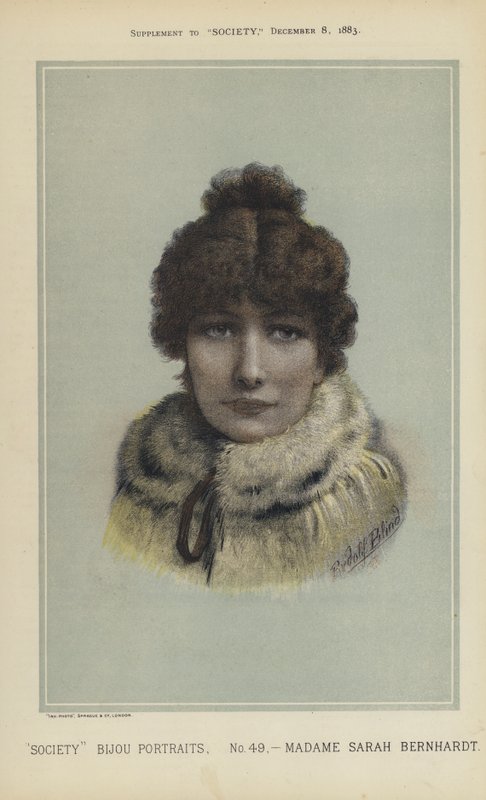 Madame Sarah Bernhardt (färg litho) av English School