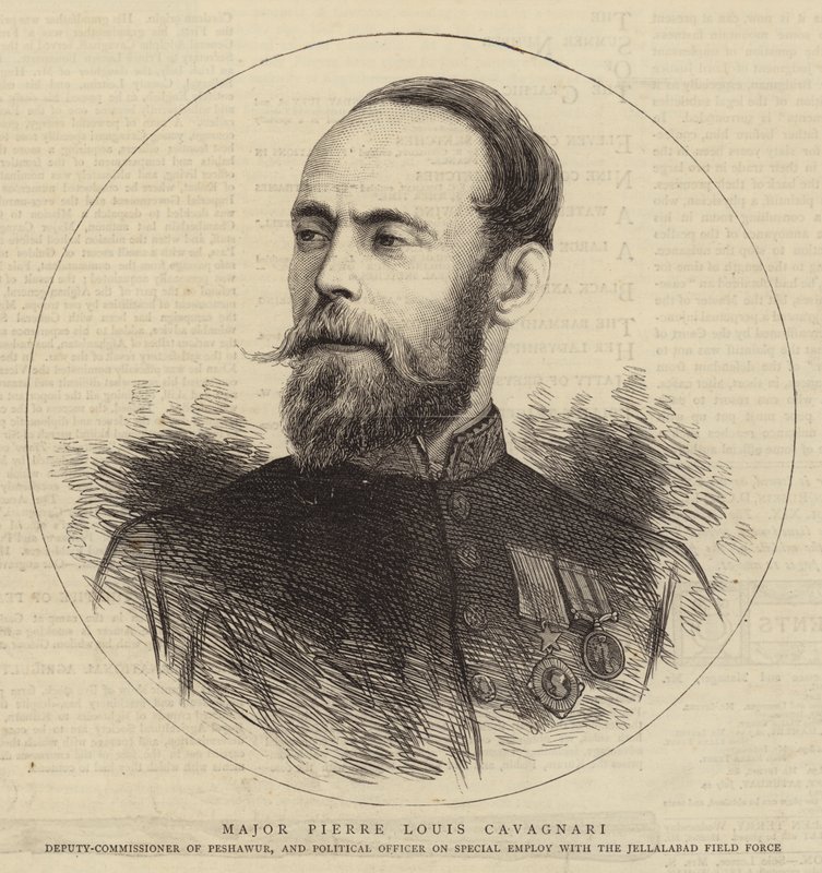 Major Pierre Louis Cavagnari (gravyr) av English School