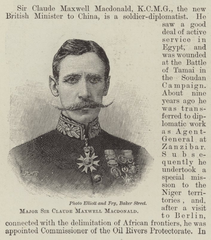 Major Sir Claude Maxwell Macdonald (gravyr) av English School