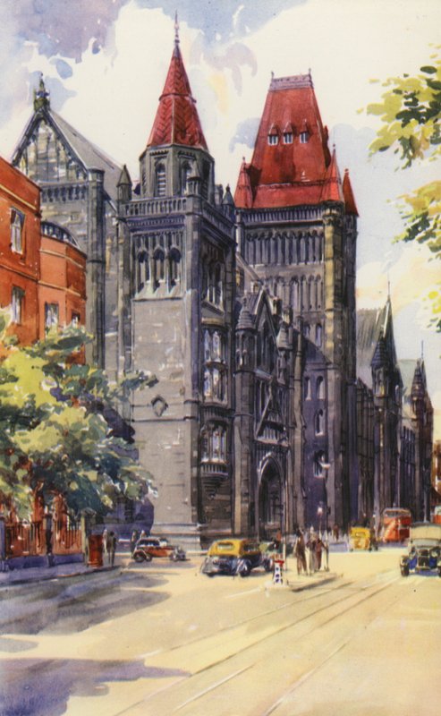 Manchester University (färg litho) av English School
