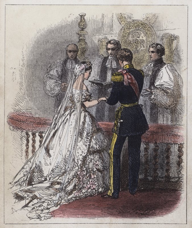 Princess Royals bröllop (färgad gravyr) av English School