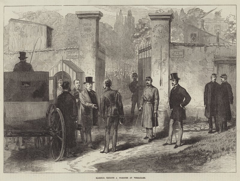 Marskalk Bazaine en fånge i Versailles (gravyr) av English School