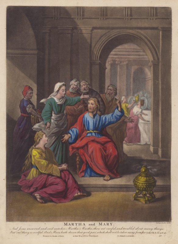 Martha och Mary (färg litho) av English School