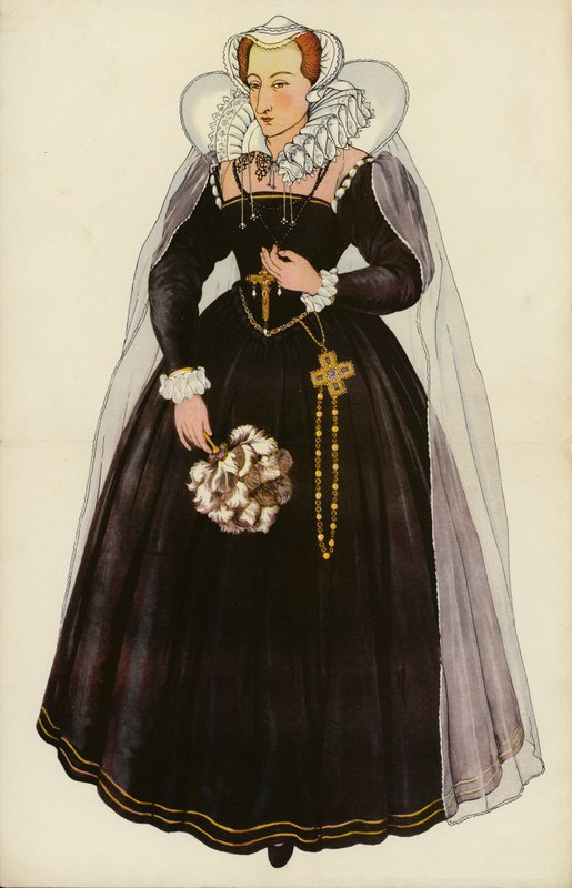 Mary Queen of Scots (färg litho) av English School