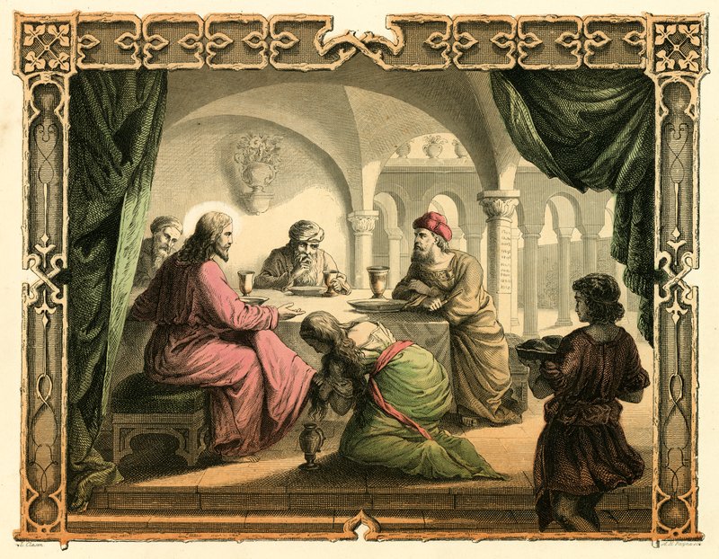 Maria smörjer Jesu fötter av English School