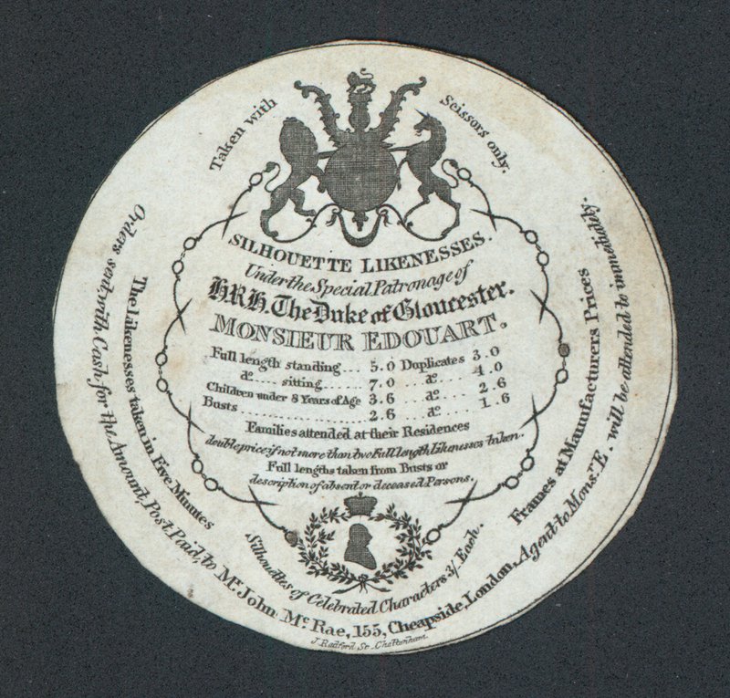 Monsieur Edouart, Silhouette Likenesses, trade card av English School