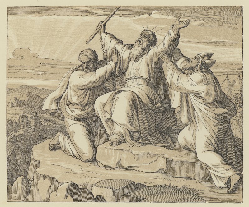 Moses händer uppe (gravyr) av English School