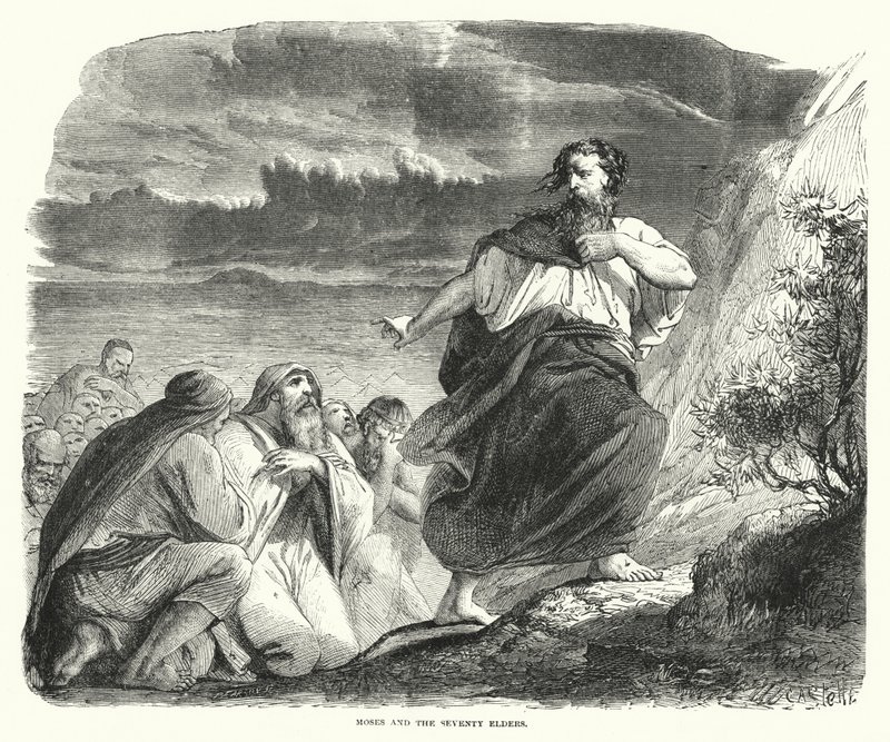 Moses och de sjuttio äldste (gravyr) av English School