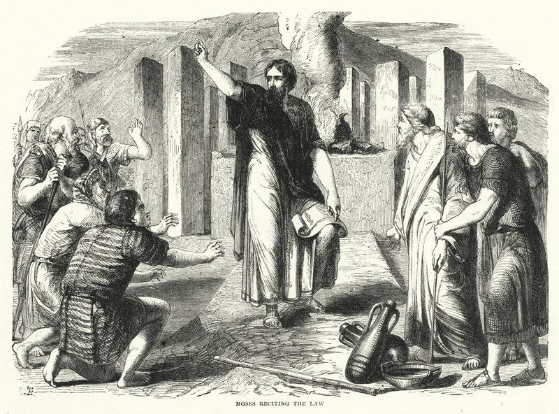 Moses reciterar lagen (gravyr) av English School