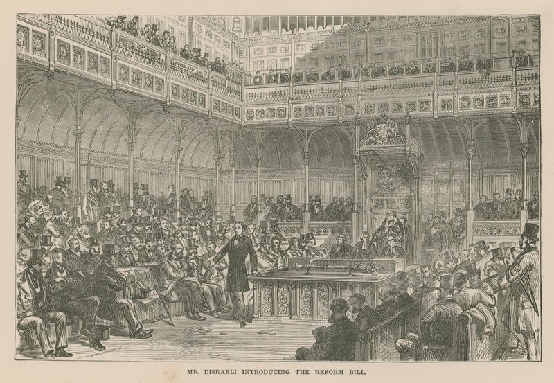 Herr Disraeli presenterar reformpropositionen av English School