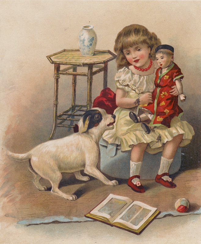 Stygg vovve (chromolitho) av English School