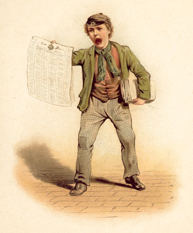 Tidningsförsäljare (chromolitho) av English School