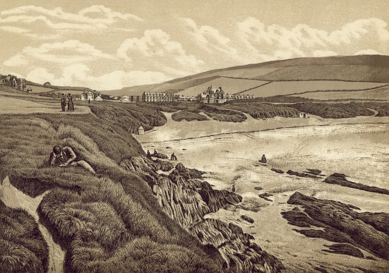 North Devon: Woolacombe Sands (litografi) av English School