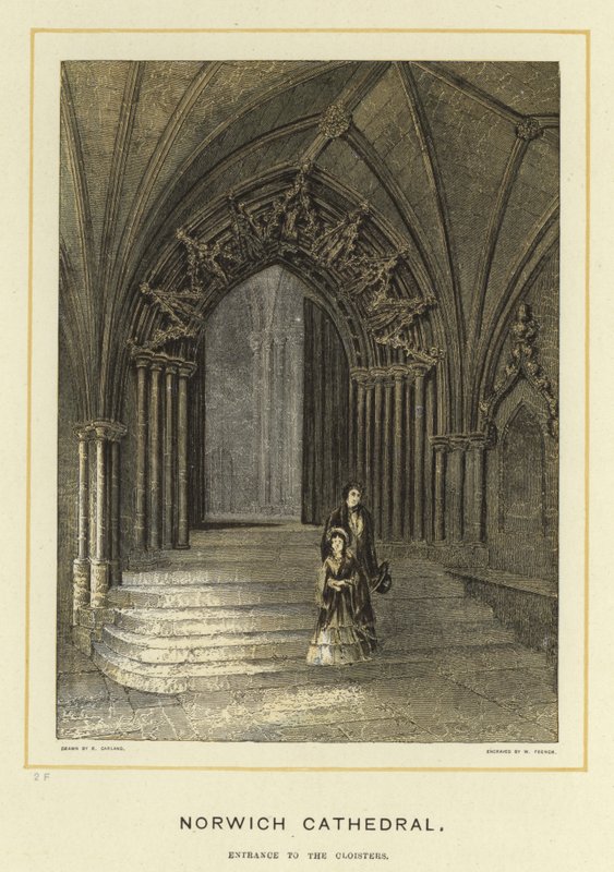 Norwich Cathedral, ingången till klostret av English School