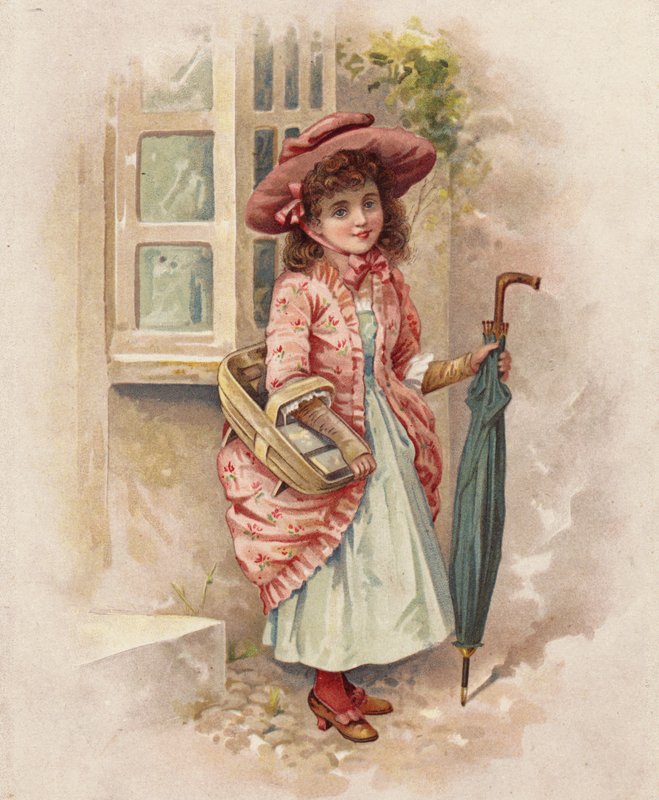 Iväg till marknaden (färg litho) av English School