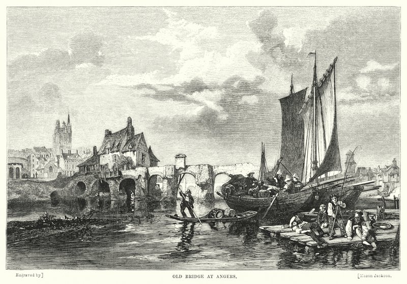 Gamla bron vid Angers (gravyr) av English School