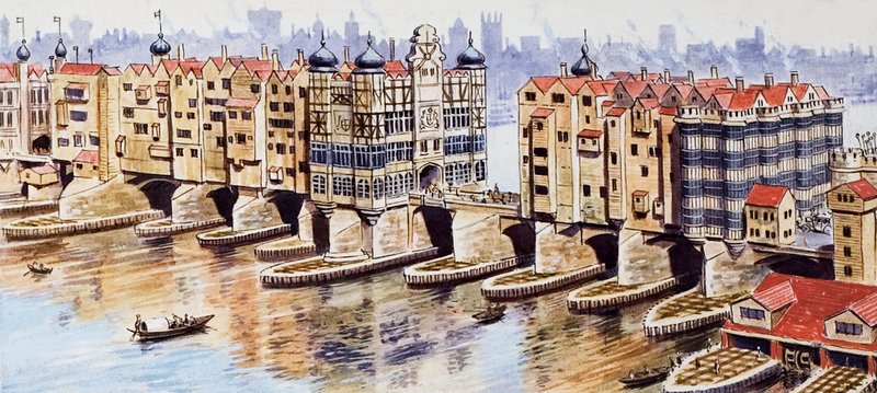 Gamla London Bridge av English School