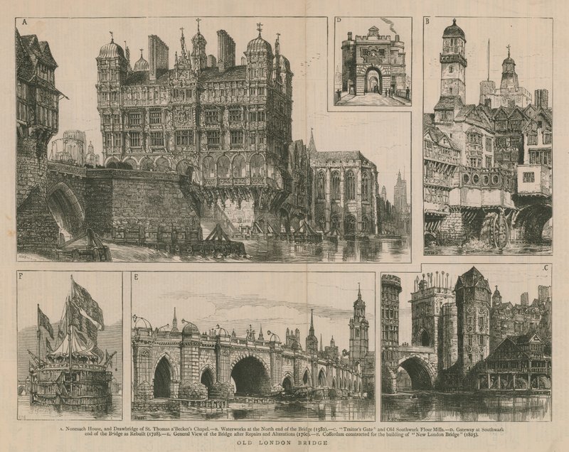 Gamla London Bridge av English School
