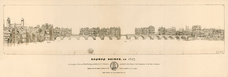 Old London Bridge, 1627 av English School